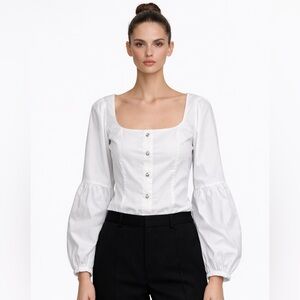 Flavio Castellani Blouse White Corset Tie Top IT 38 US 2 XS